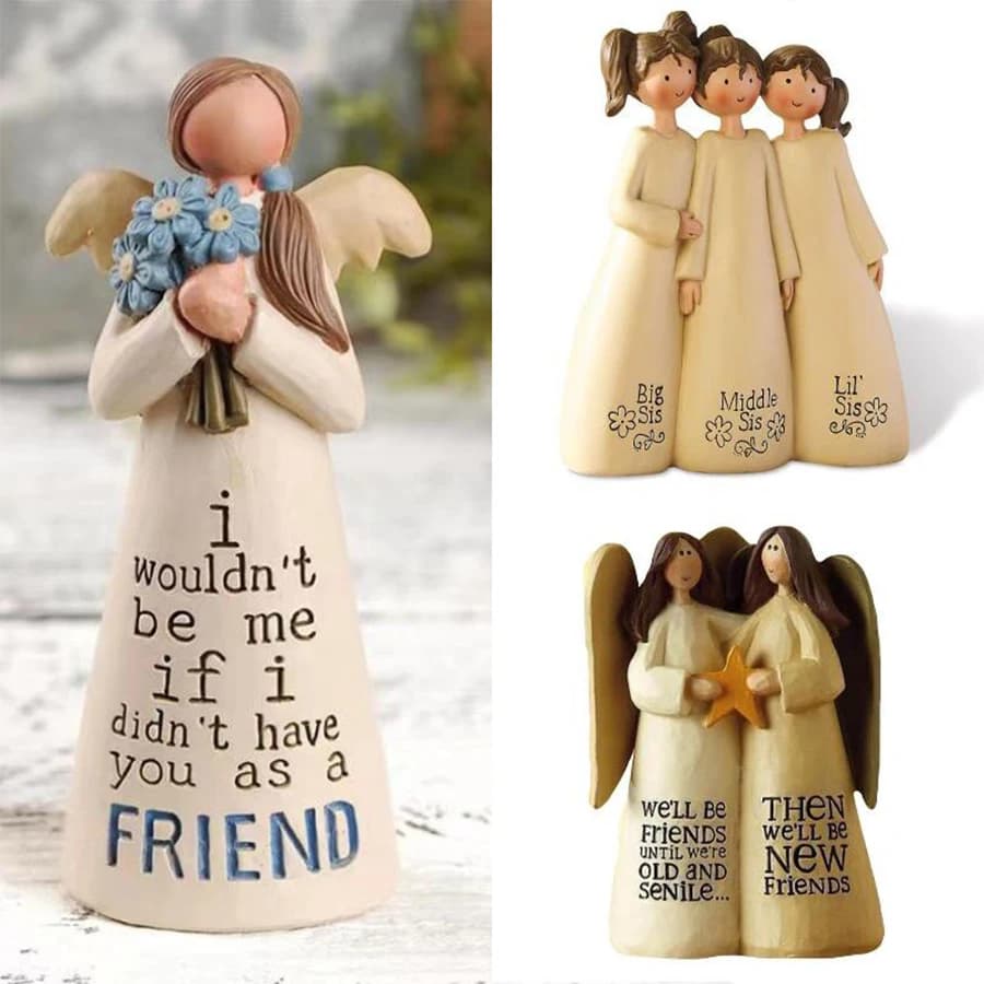 Statuette en résine Trois Sœurs, Grande, Moyenne et Petite Sœur, pour Décoration de Table à Domicile, Cadeau de Sœur, Décoration de Table sur le thème de la Fraternité