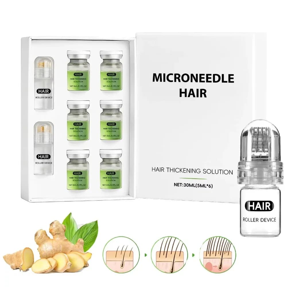 Kit de soin capillaire nourrissant pour le cuir chevelu avec rouleau à micro-aiguilles, réduit la perte de cheveux, renforce les racines des cheveux, soin quotidien.