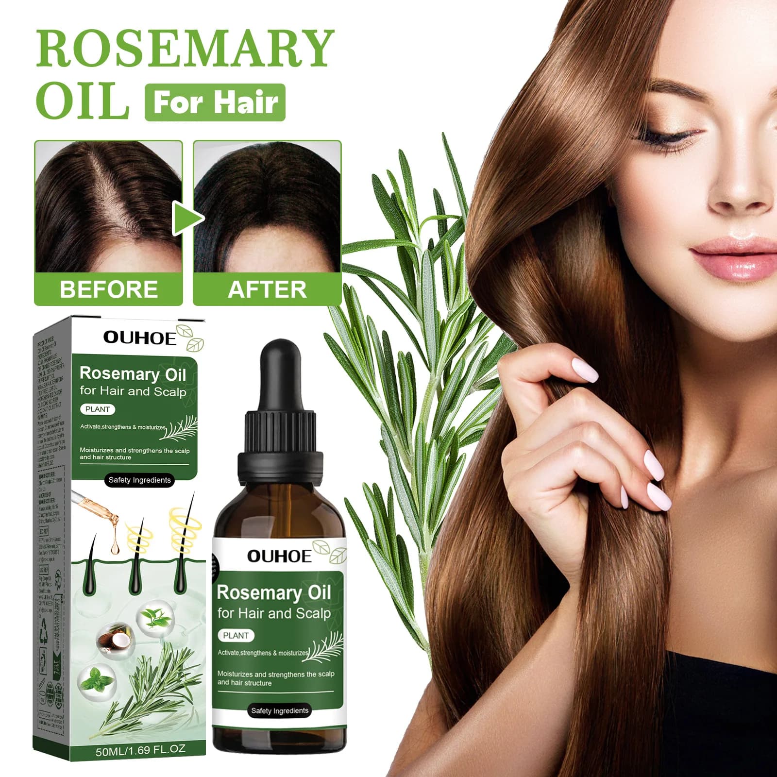 OUHOE soin des cheveux huile de romarin Essence