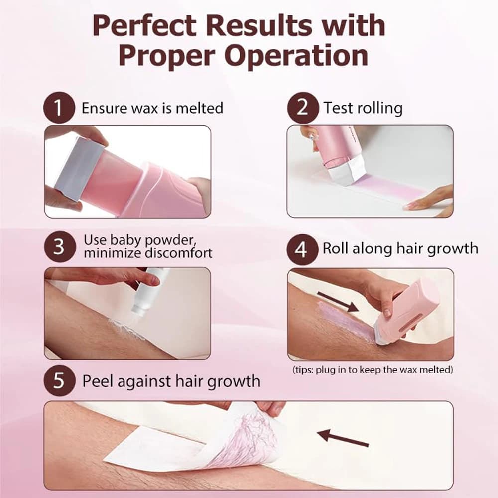 Unisexe rouleau sur cire dépilatoire crème épilation rouleau cire chauffage épilation cartouche chaude plus chaud équipement outil épilation Kit