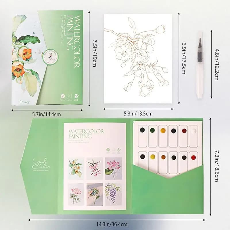 Ensemble de cahiers d'exercices d'aquarelle pour débutants, avec pinceau, fournitures artistiques et outils d'artisanat, cadeau idéal pour les amateurs de peinture