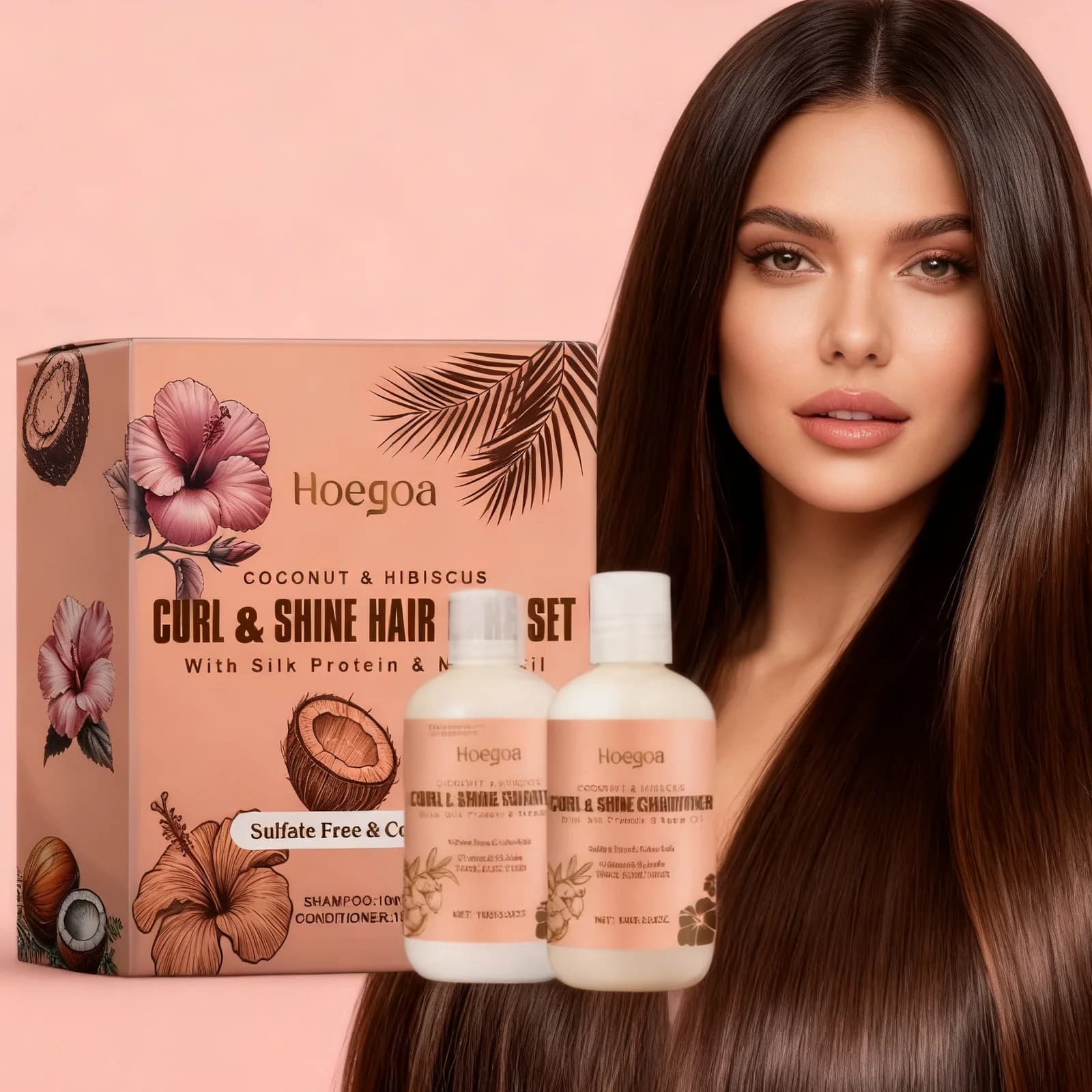 Ensemble shampoing et revitalisant noix de coco – Soin capillaire hydratant pour cheveux bouclés | Contrôle de l'huile Élimination des frisottis Nettoyage du cuir chevelu Lissant