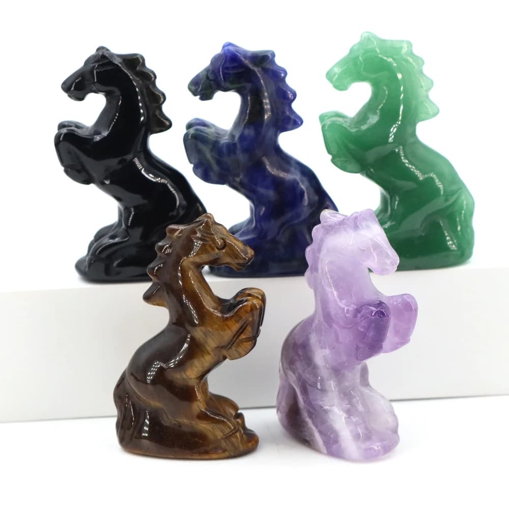 Statue de cheval au galop, 1 pièce, ornement en pierre naturelle, gemme Reiki sculptée à la main, Figurines, artisanat d'animaux, cristaux de guérison, cadeaux