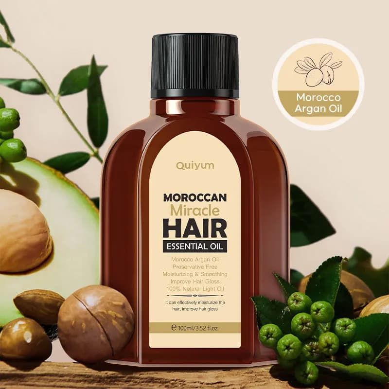 Huile essentielle d'argan pur marocain pour cheveux secs, 100ML, produits de soins capillaires multifonctionnels pour femmes