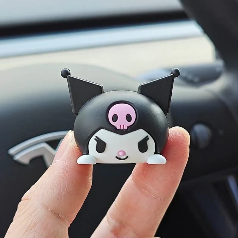 Décorations en caoutchouc 3D Hello Kitty My Melody Kuromi Cinnamoroll, jolis accessoires pour tableau de bord de voiture, 1/4 pièces