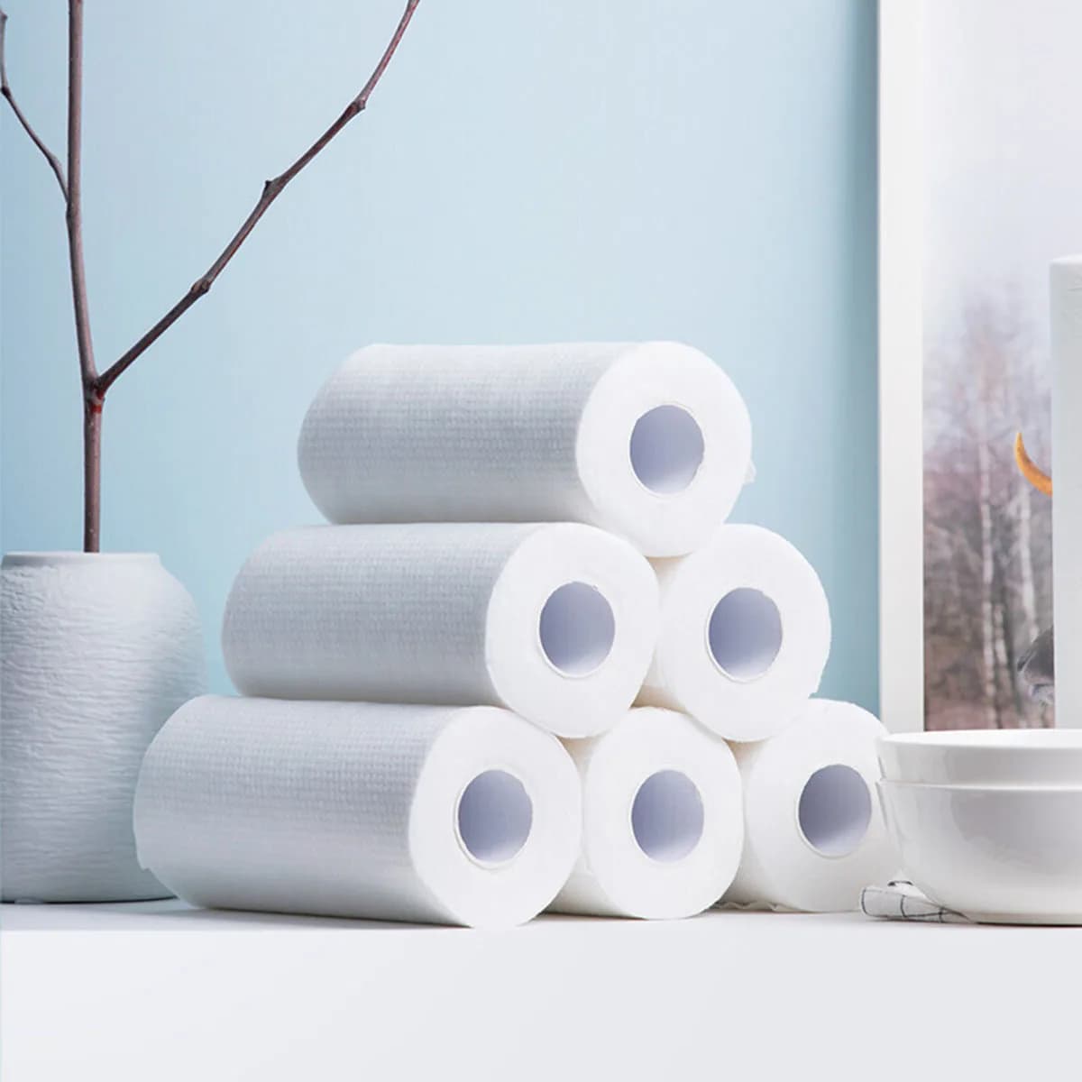 Un rouleau de chiffon paresseux, papier de cuisine absorbant et épais, sec et humide, double usage, sans huile, jetable, vente en gros