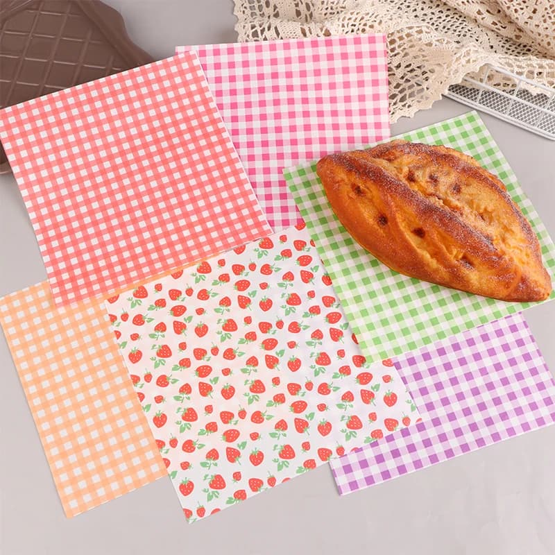 Papier ciré alimentaire, papier prévient l'huile verte, emballage de cuisine, outil de cuisson, papier décoratif, sandwich, hamburger, frites, macarons, 18cm, 100 pièces
