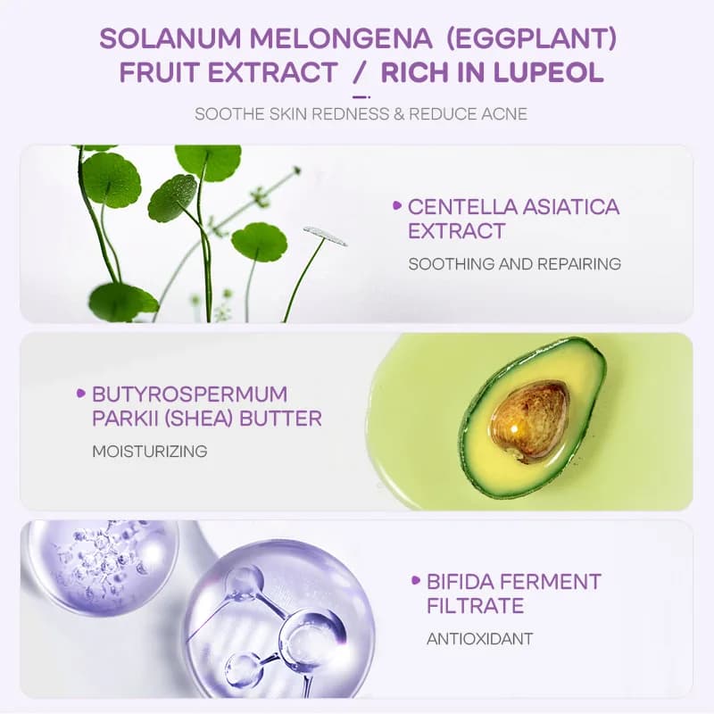 5 pièces LAIKOU masque de boue d'aubergine contrôle de l'huile hydratant Anti-acné Anti-rides blanchissant