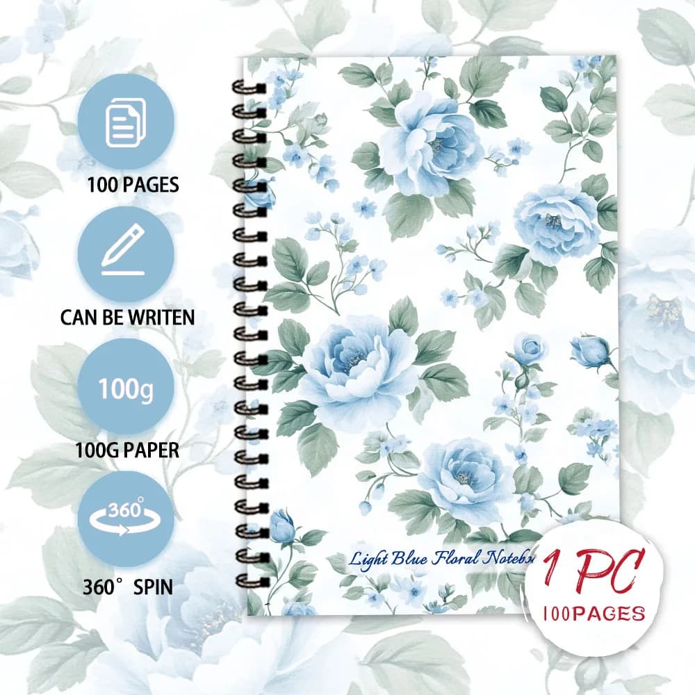 Carnet à fleurs bleues