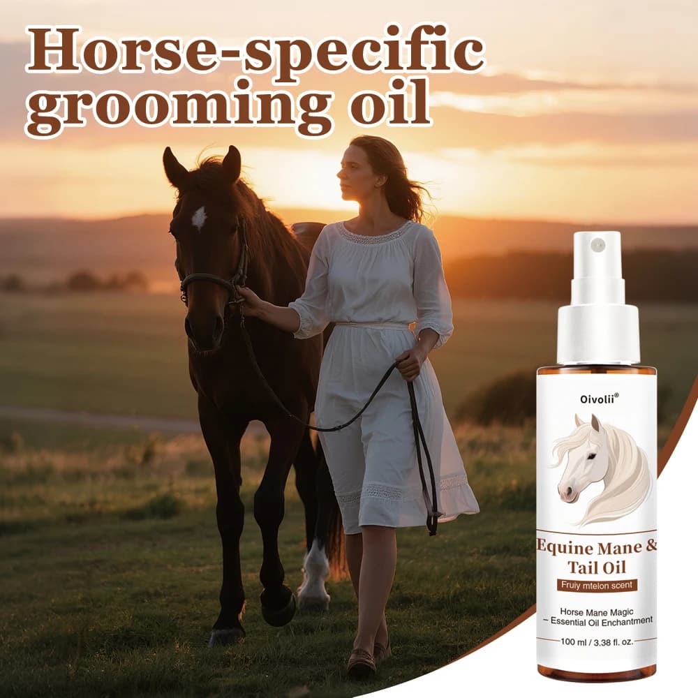 Huile de Soin pour Cheveux de Cheval – Pelage Brillant, Croissance Crinière et Queue, Ingrédients Végétaux Naturels, Démêlant, Conditionneur, Traitement, Toilettage Toutes Races