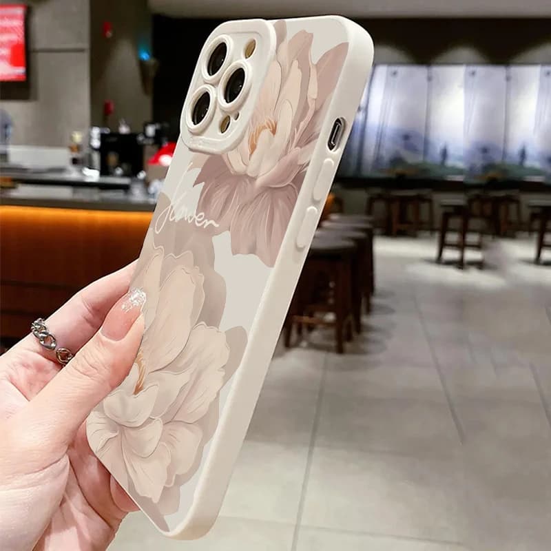 Coque de téléphone à fleurs avec peinture à l'huile