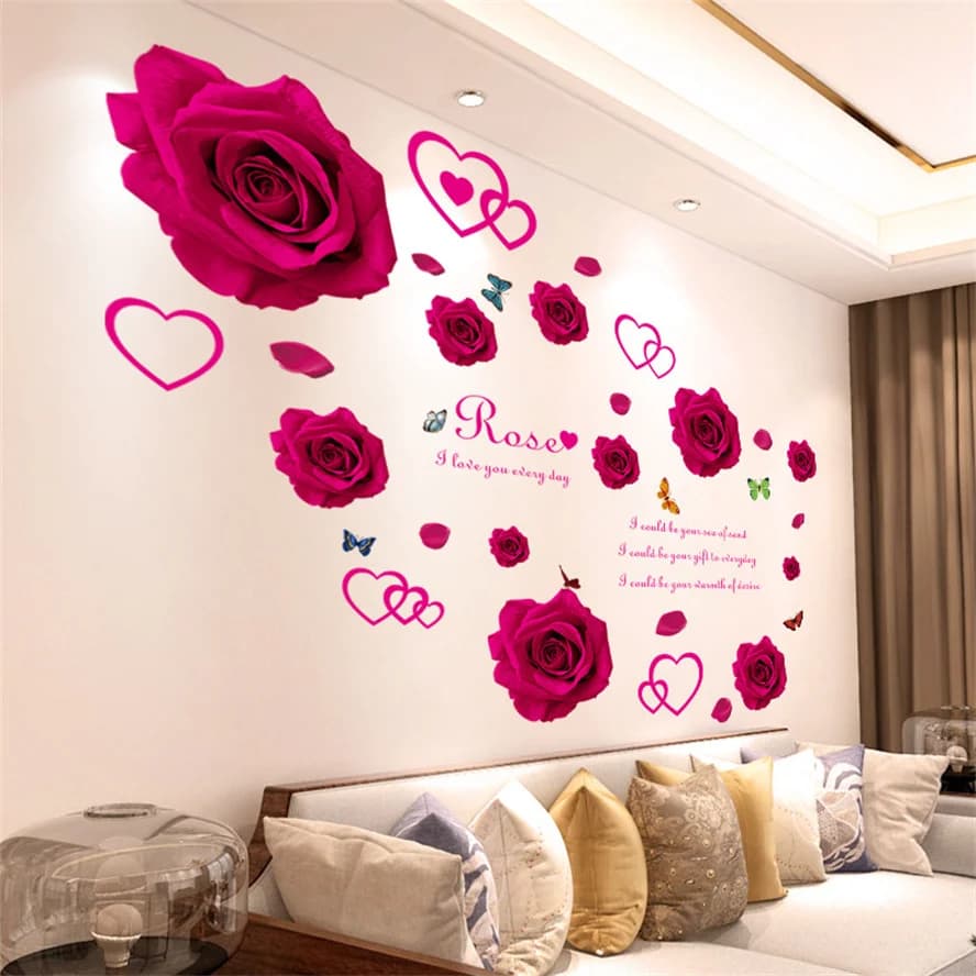 Autocollants muraux violets lavande pour salon, sparadrap muraux auto-adhésifs à fleurs et papillons, décorations murales pour chambre à coucher et maison, DIY bricolage