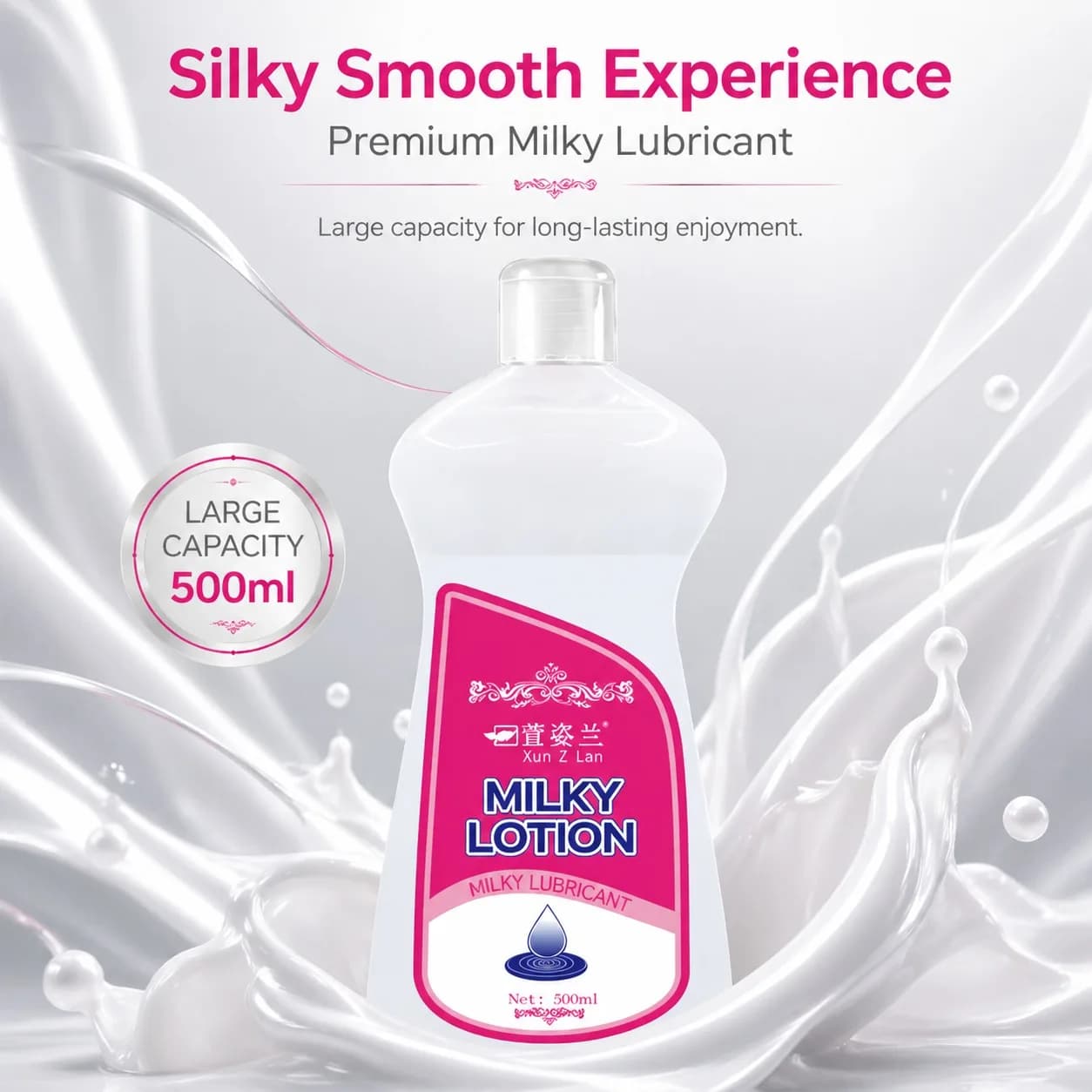 Lubrifiant liquide simulé pour soins intimes 500 ml, pour adultes, couleur lait blanc, soluble dans l'eau, pour le plaisir sexuel.
