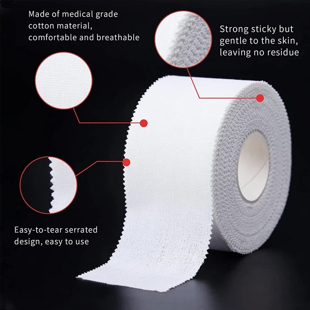 1 rouleau de ruban de sport autocollant blanc, adapté à la boxe, au football et au basket-ball avec fixation élastique des articulations et aux bandages