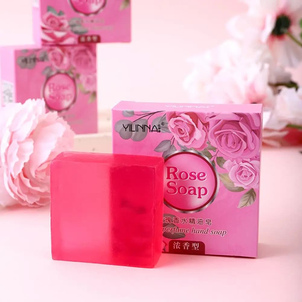 Savon à l'huile essentielle de Rose, pur fait à la main, naturel, nourrissant pour femmes, nettoyant de bain Long pour les mains, parfum durable