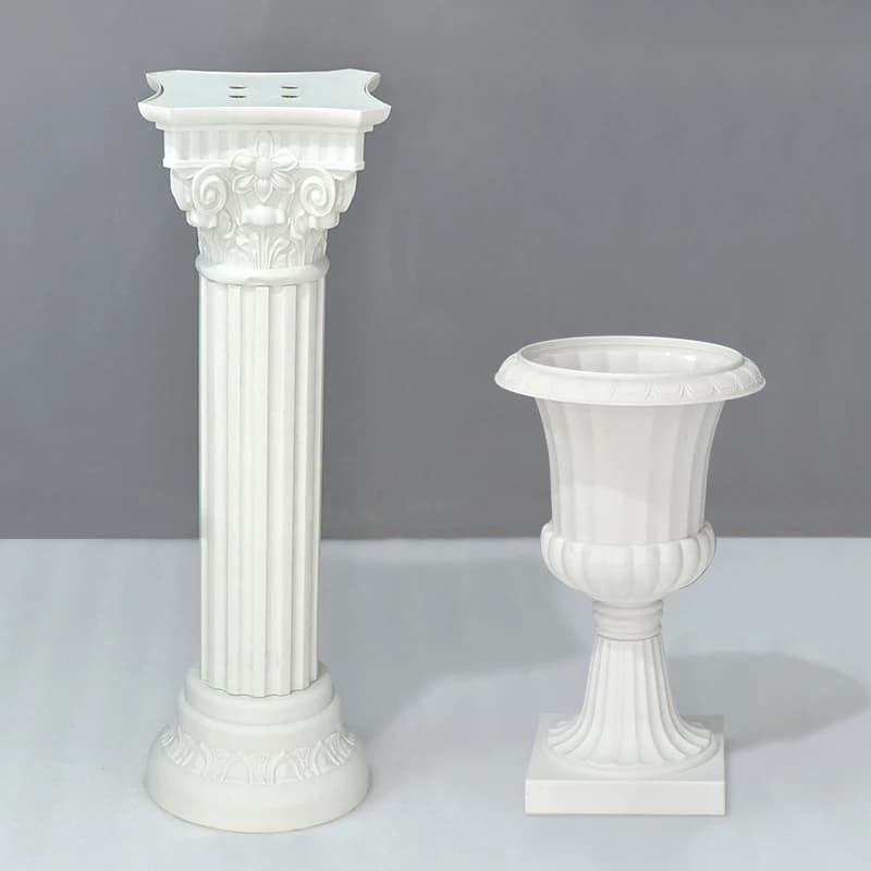 Colonnes romaines rondes, pilier vertical, Arches, Pots de fleurs, route européenne, scène de fête de mariage, Pots de fleurs en plastique, décorations