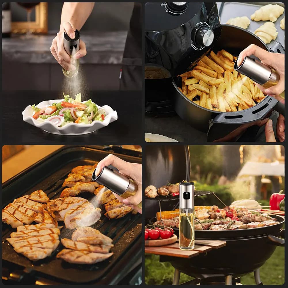 Bouteille distributeur d'huile d'olive en verre, 100ml, vaporisateur, pour salade, barbecue, cuisson, rôtissage, accessoires de cuisine
