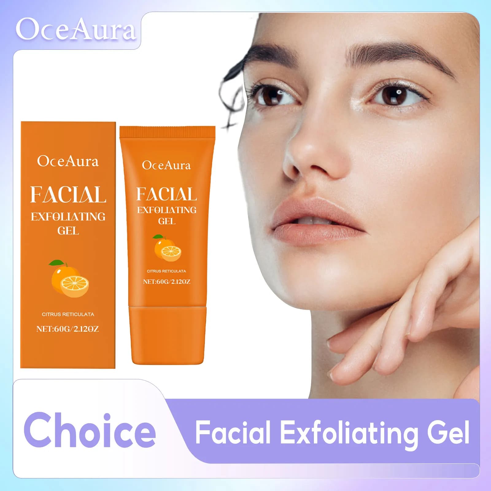 Gel exfoliant Orange éclaircissant pour le visage, éclaircit les taches foncées de la peau, dissolvant de points noirs d'acné, contrôle de l'huile, nettoyant pour le visage lisse