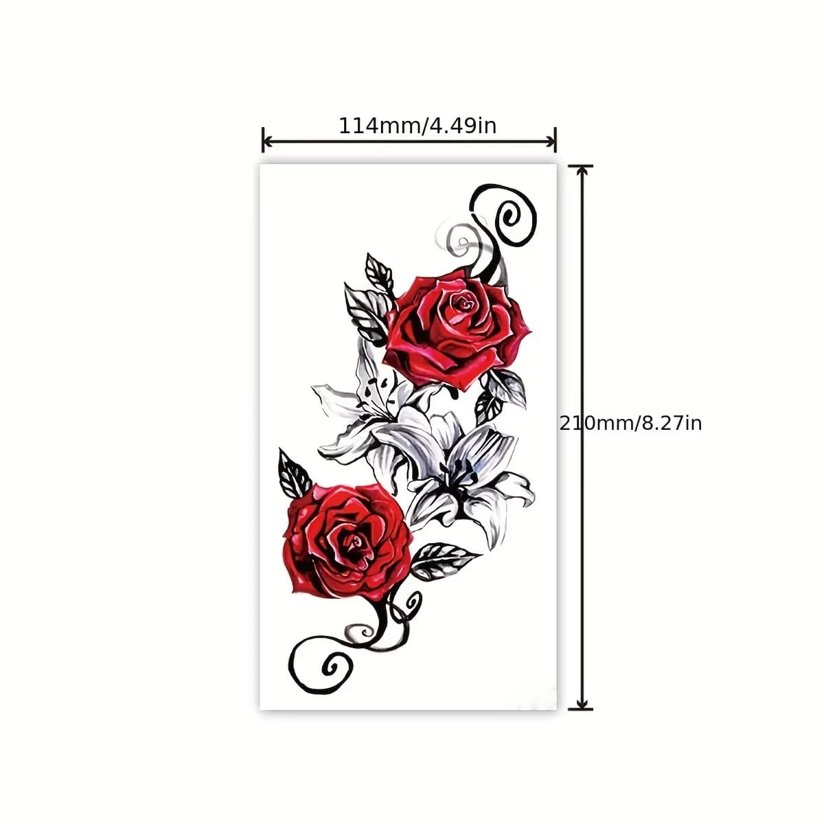 Tatouages temporaires Rose rouge pour femmes, tatouages imperméables serpent, yeux et fleurs colorées pour bras et cuisses, tatouage de transfert Sexy