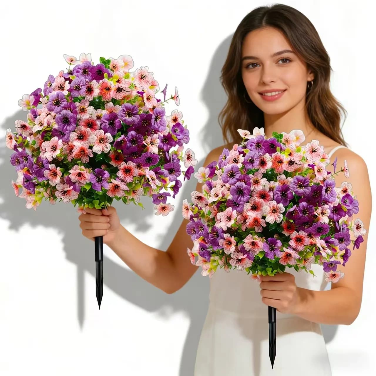 Tiges artificielles d'eucalyptus et de violette de couleurs mélangées