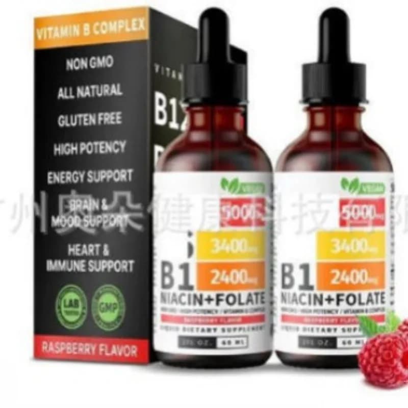 Gouttes liquides de vitamine B12 complexe, soutien du métabolisme énergétique, système nerveux, complément nutritionnel quotidien
