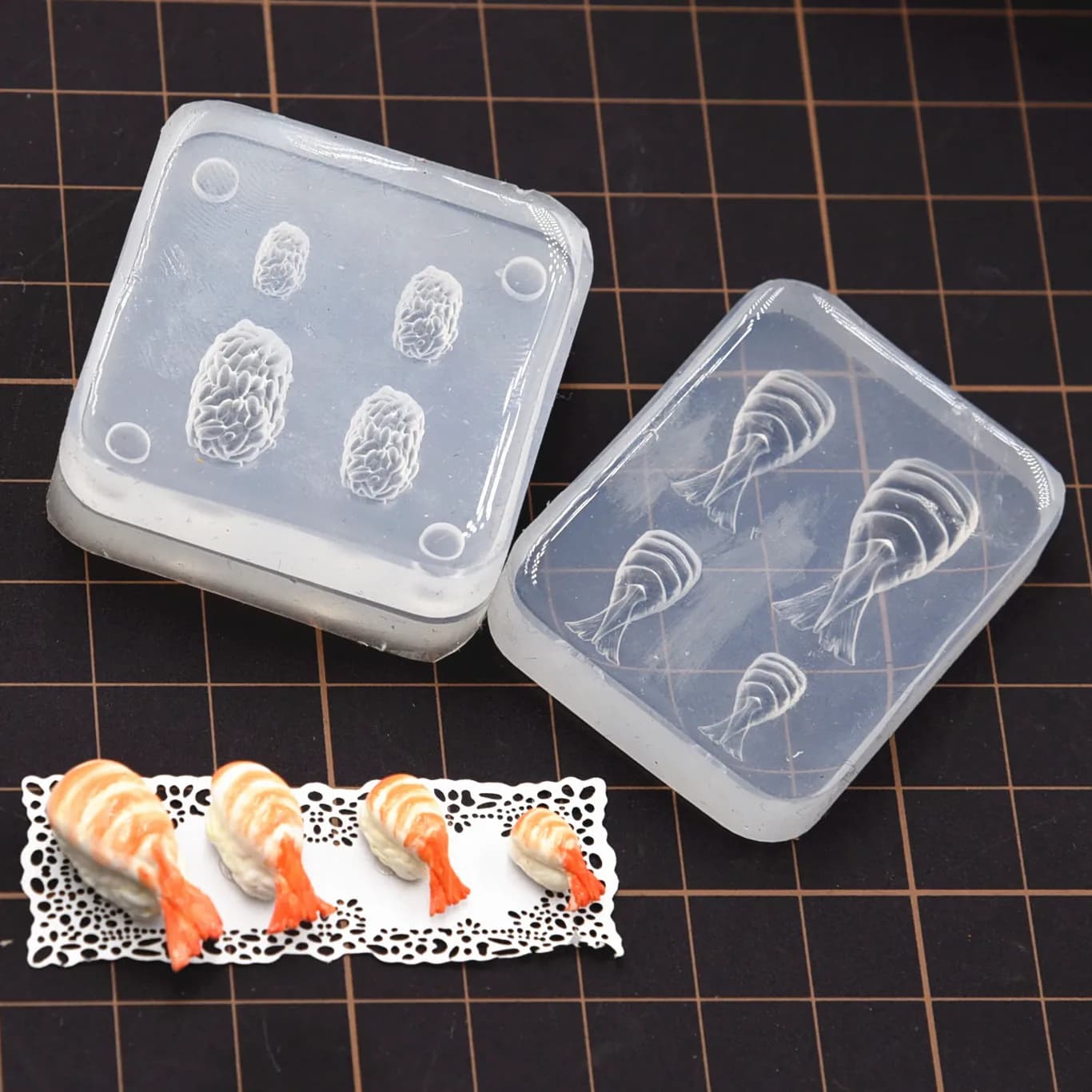 Mini tranche de saumon rouleau de riz Sushi moule en Silicone poterie argile maison de poupée nourriture jouet bricolage moules