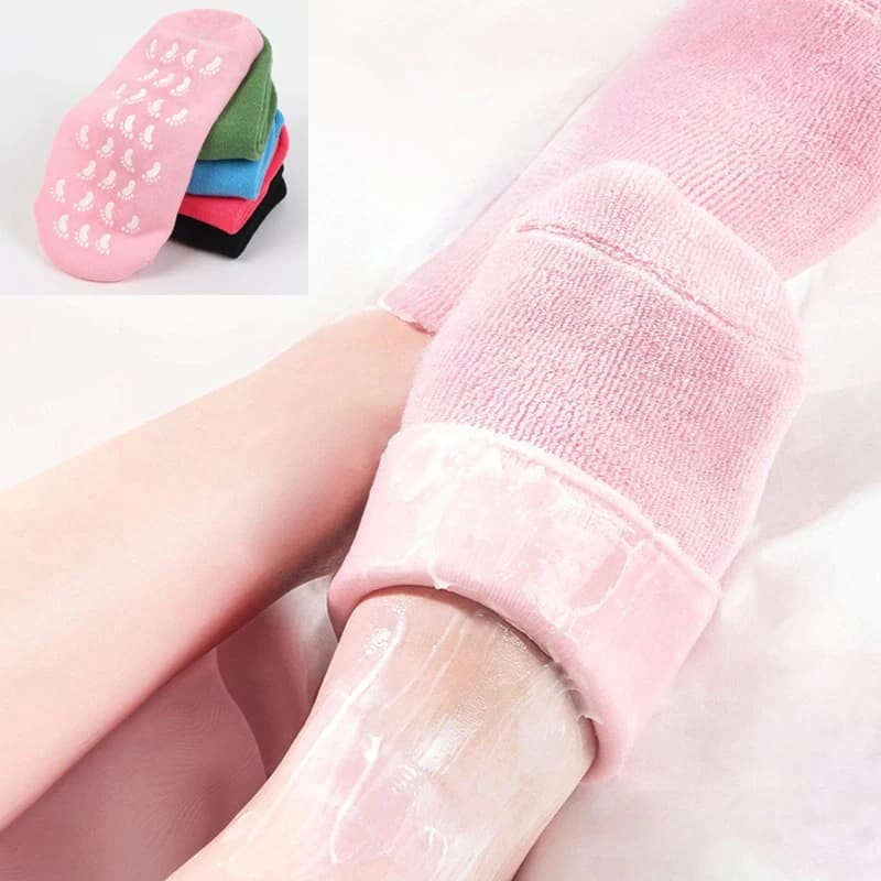 1 paire de chaussettes et gants hydratants multicolores pour les pieds secs et gercés, soin nourrissant et lubrifiant pour la peau, massage aux huiles essentielles