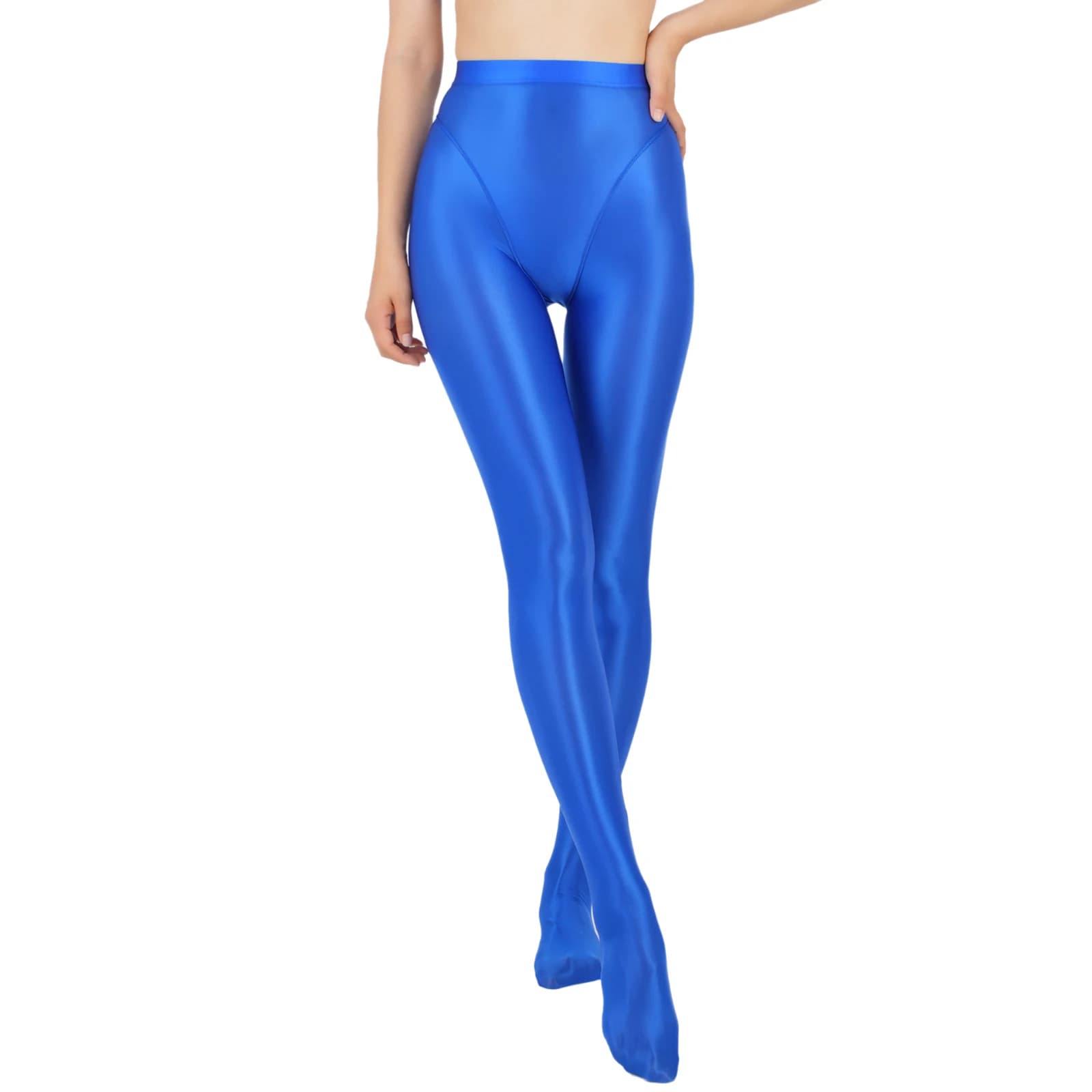 Wetlook-Leggings à Pieds pour Femme, Pantalon Moulant Extensible, Brcorporelle à l'Huile, Ceinture artificiel astique Lisse, Slim Fit