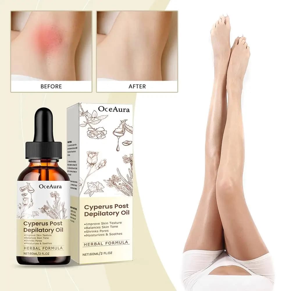 Huile Essentielle Naturelle de Cyperus Rotundus 60ml pour Épilation, Hydratation, Apaisement de la Peau, Réduction des Poils Corporels, Épilation Indolore Post-traitement