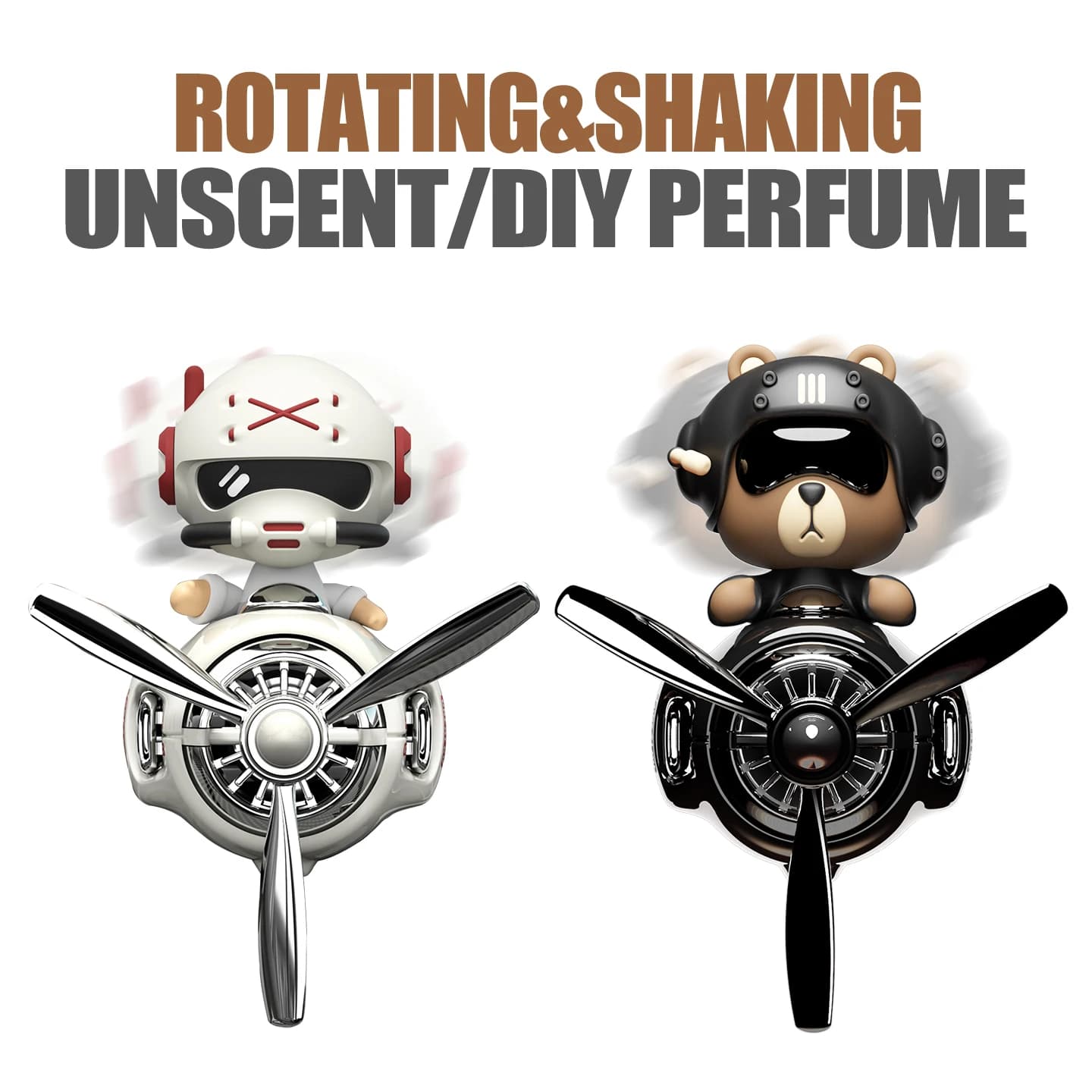 Aucun parfum bricolage diffuseur de parfum pilote tête secouer chien voiture désodorisants évent clip ornement décoration accessoires rotation avion