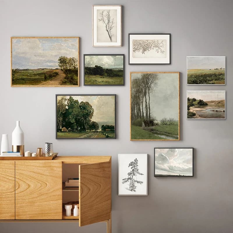 Peinture à l'huile sur toile de pays, imprimés d'art, affiche Vintage, images décoratives murales de ferme pour salon et chambre à coucher
