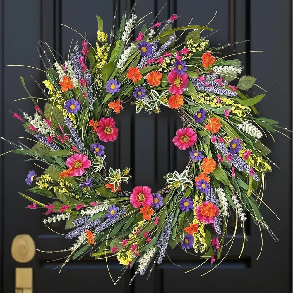 Guirlande de fleurs de printemps : - Décoration élégante pour la maison, pour un look frais, pour les fêtes, la décoration intérieure, la décoration extérieure