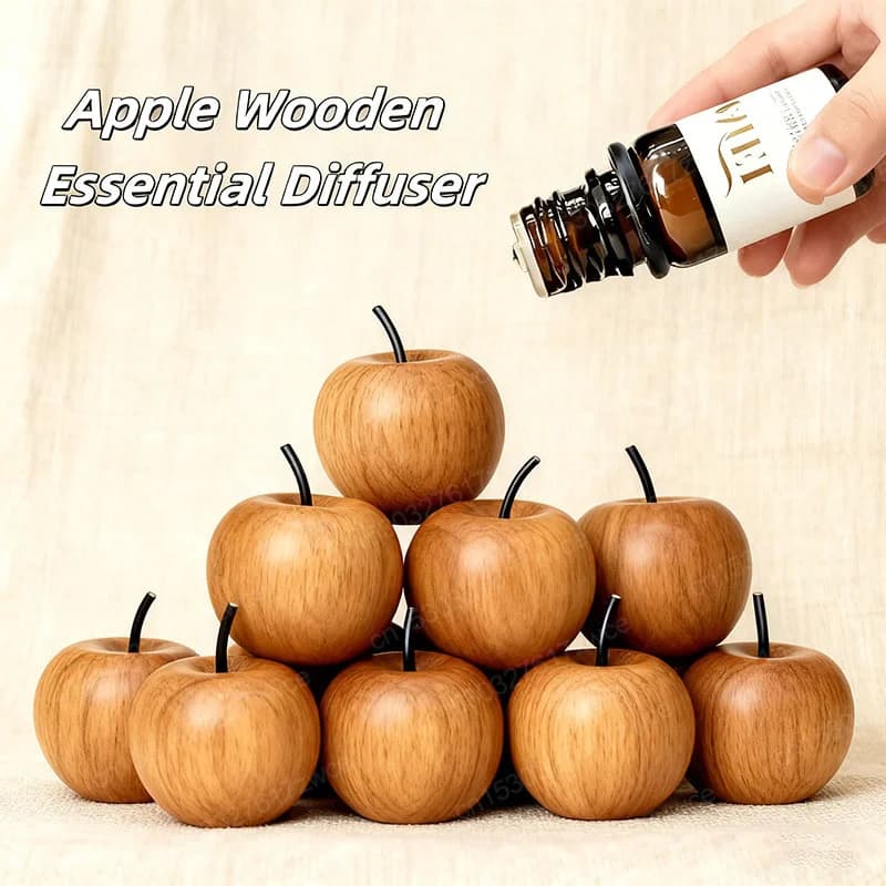 Diffuseur d'huiles essentielles Mini diffuseur d'arôme en bois Apple Shabili, désodorisant de décoration de chambre à coucher de voiture à Texture naturelle, cadeau de Festival