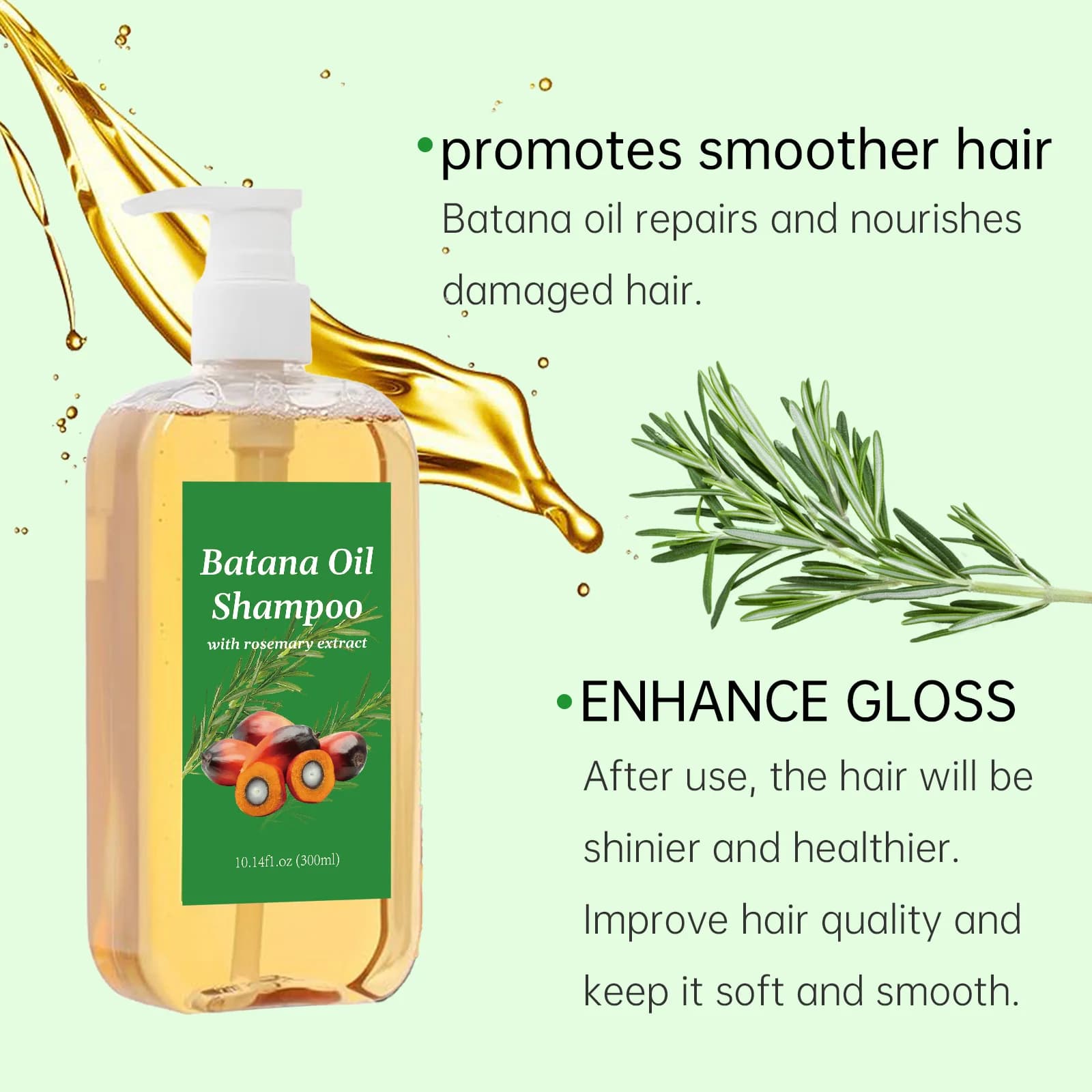 Shampoing à l'huile de Batana à l'extrait de romarin pour tous les types de cheveux | Prévenir la casse et stimule la