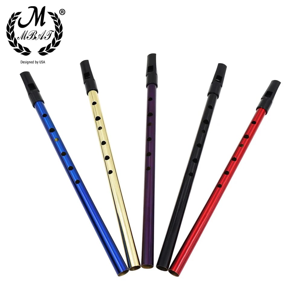 M MBAT – flûte en étain, 6 trous, sifflet irlandais, embout en D, Instrument à vent Portable en métal pour débutants et amateurs de musique