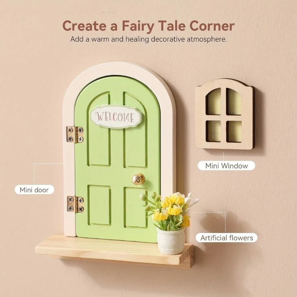 Décorations de maison de poupée qui brillent dans le noir, créatives et amusantes, porte de fée elfe en bois, mini trou de souris