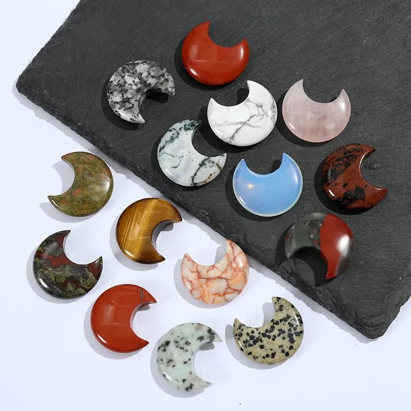 Pierres précieuses naturelles sculptées en forme de lune, 1.2 pouces, équilibrage des chakras, cristaux de guérison Reiki, cadeaux de décoration pour la maison