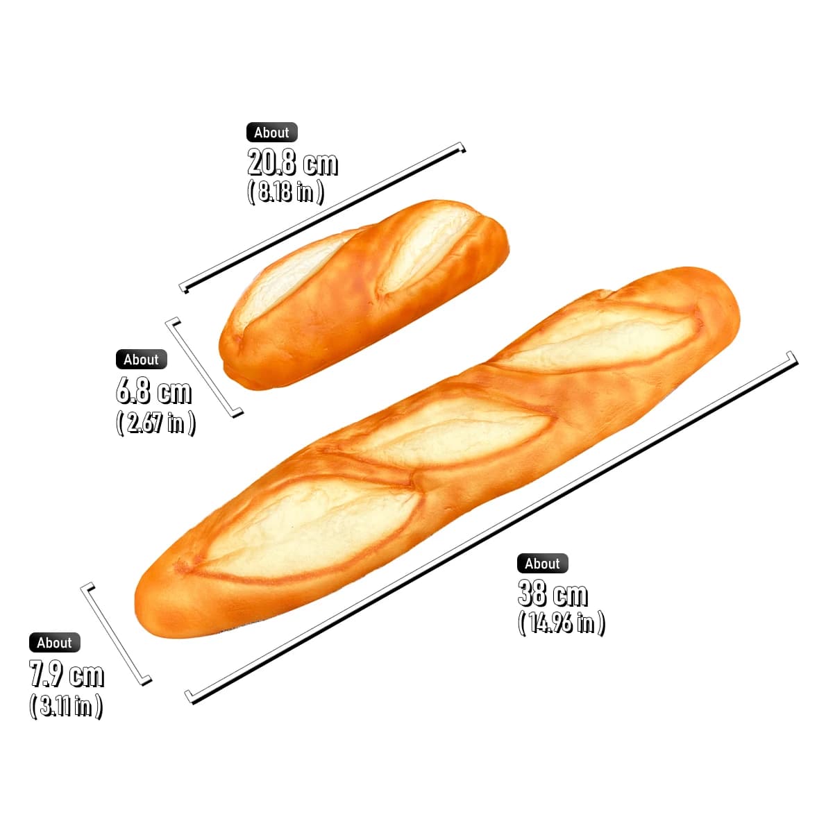 Faux accessoire de pain Baguette, modèle de pain français réaliste en PU pour la décoration de la cuisine à domicile, arrière-plan de photographie, décoration de fête