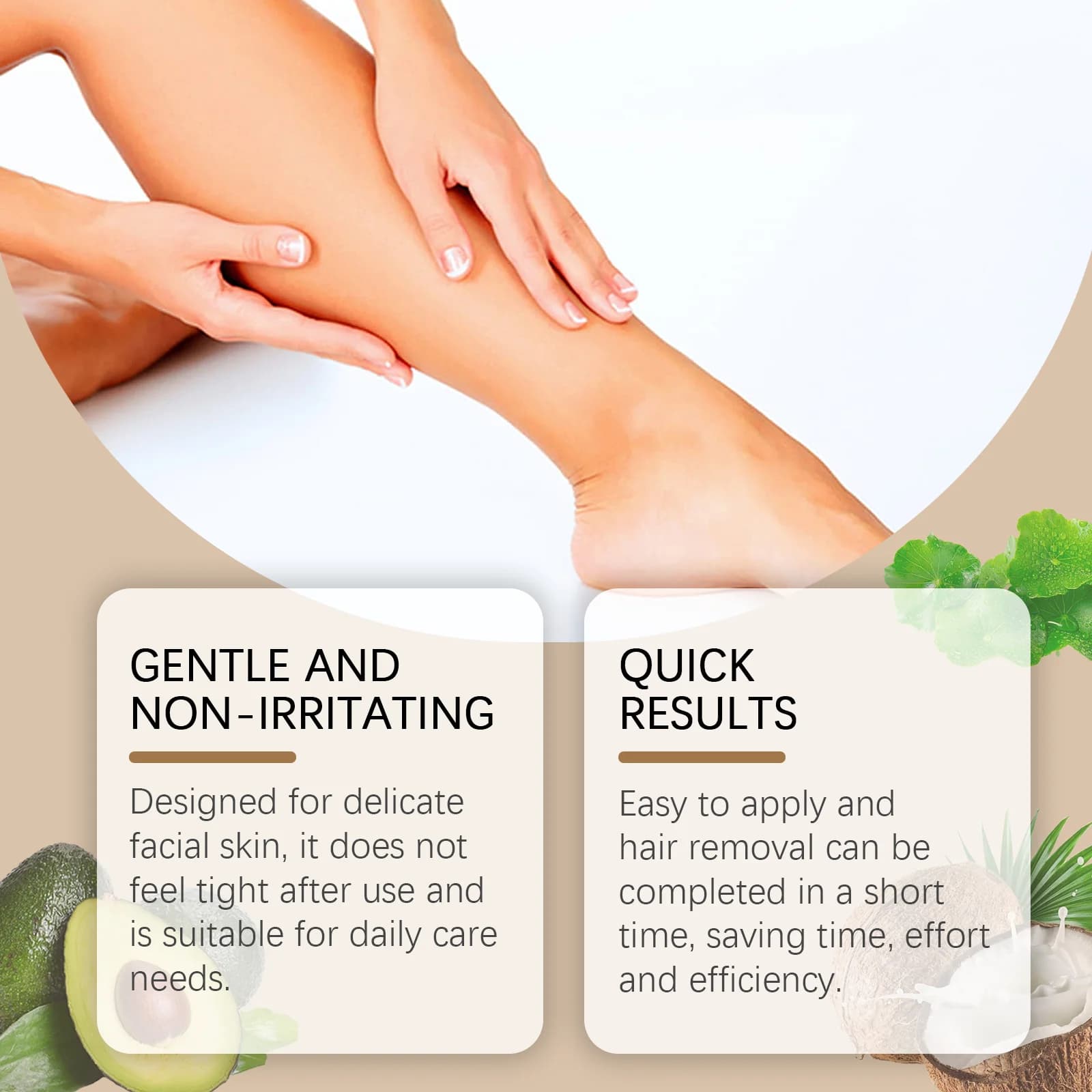 Crème d'épilation à l'huile de noix de coco, visage, aisselles, jambes, bras, barbe, épilateur rapide, indolore, nourrissant, peau lisse, inhibiteur de la croissance des cheveux