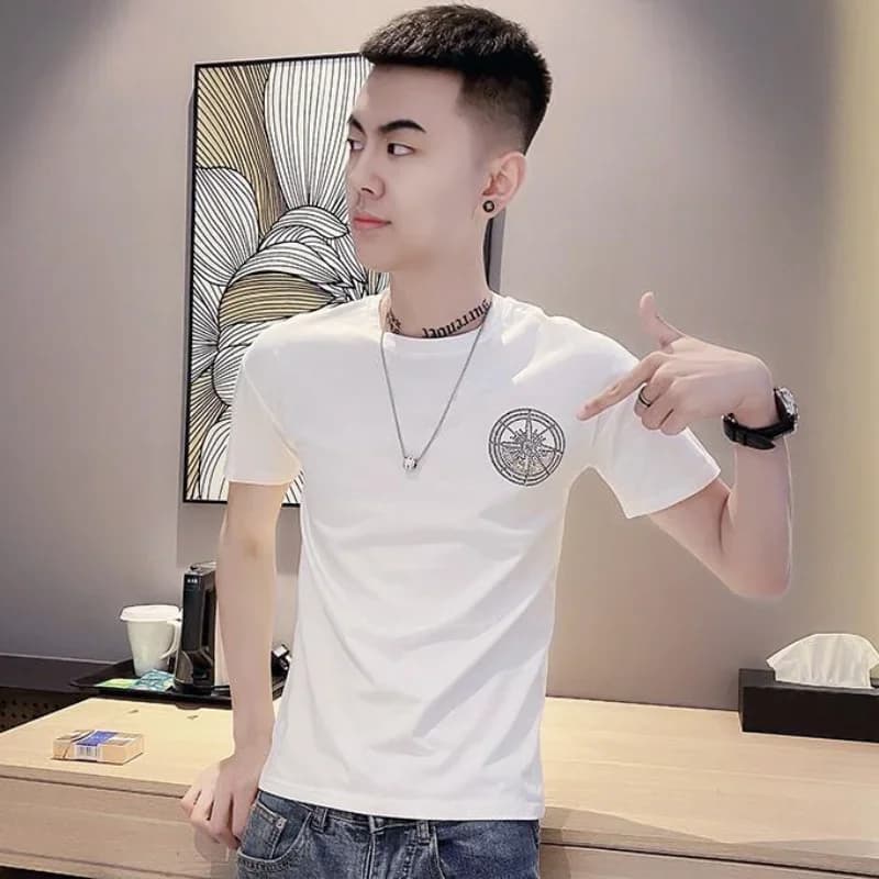 T-shirt blanc avec biscuits pour hommes, Streetwear, Vêtements rock, Goth, Grunge, Slim Fit, Basique, Pas cher, Cool, Top, 5XL