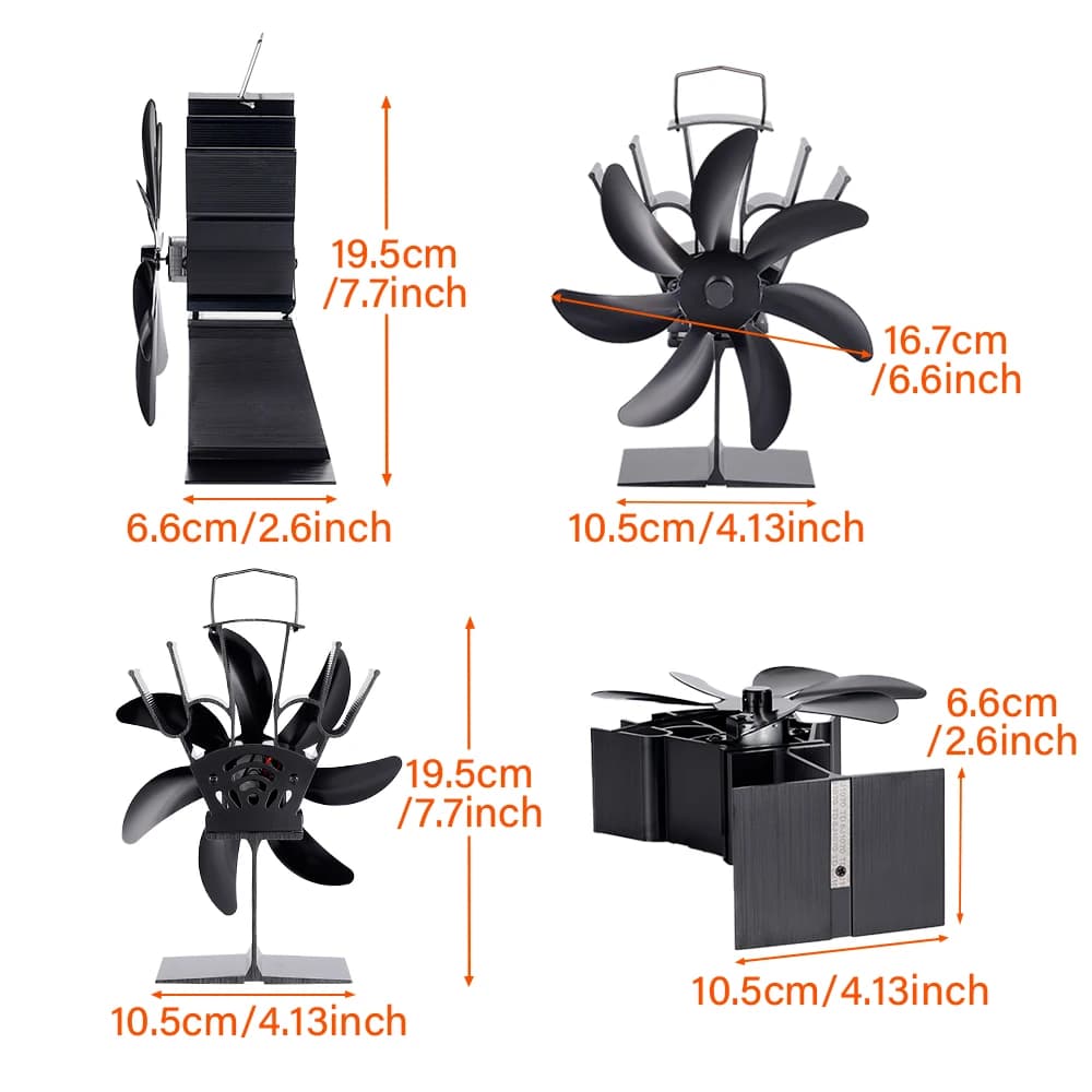 Ventilateur de poêle à 7 pales