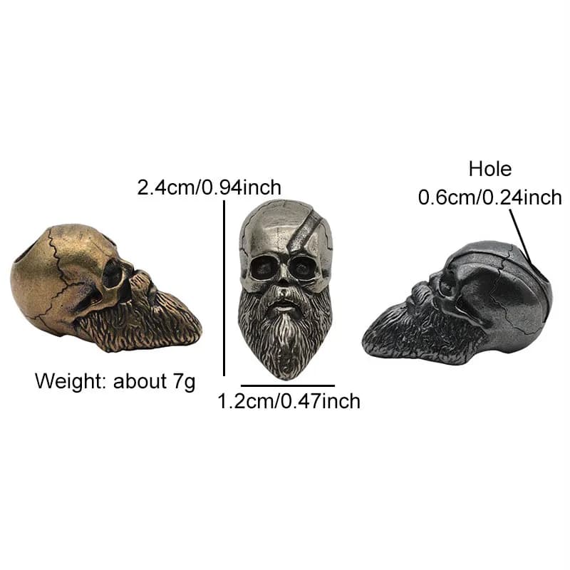 Perles de couteau en laiton, motif Longue Barbe Spartan Grand Guerrier Dieu de la Guerre, pour EDC, activités de plein air, DIY, pendentifs pour cordon tressé en paracorde, accessoires de bijouterie