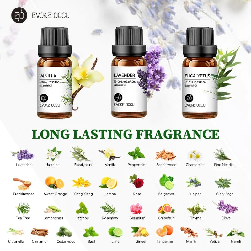 EVOKE OCCU 10mL huile essentielle, lavande jasmin Rose vanille huile naturelle Pure pour diffuseur humidificateur Massage bougie fabrication de savon
