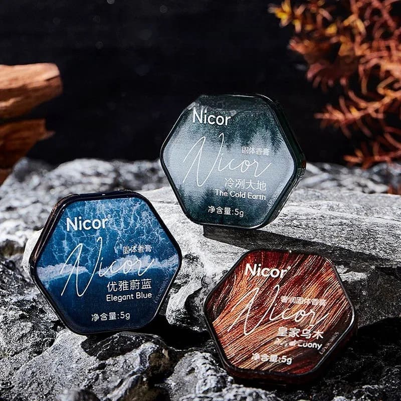 Pommade solide parfumée au bois, parfum longue durée, frais et élégant, avec une fragrance persistante, idéale pour les rendez-vous et le travail