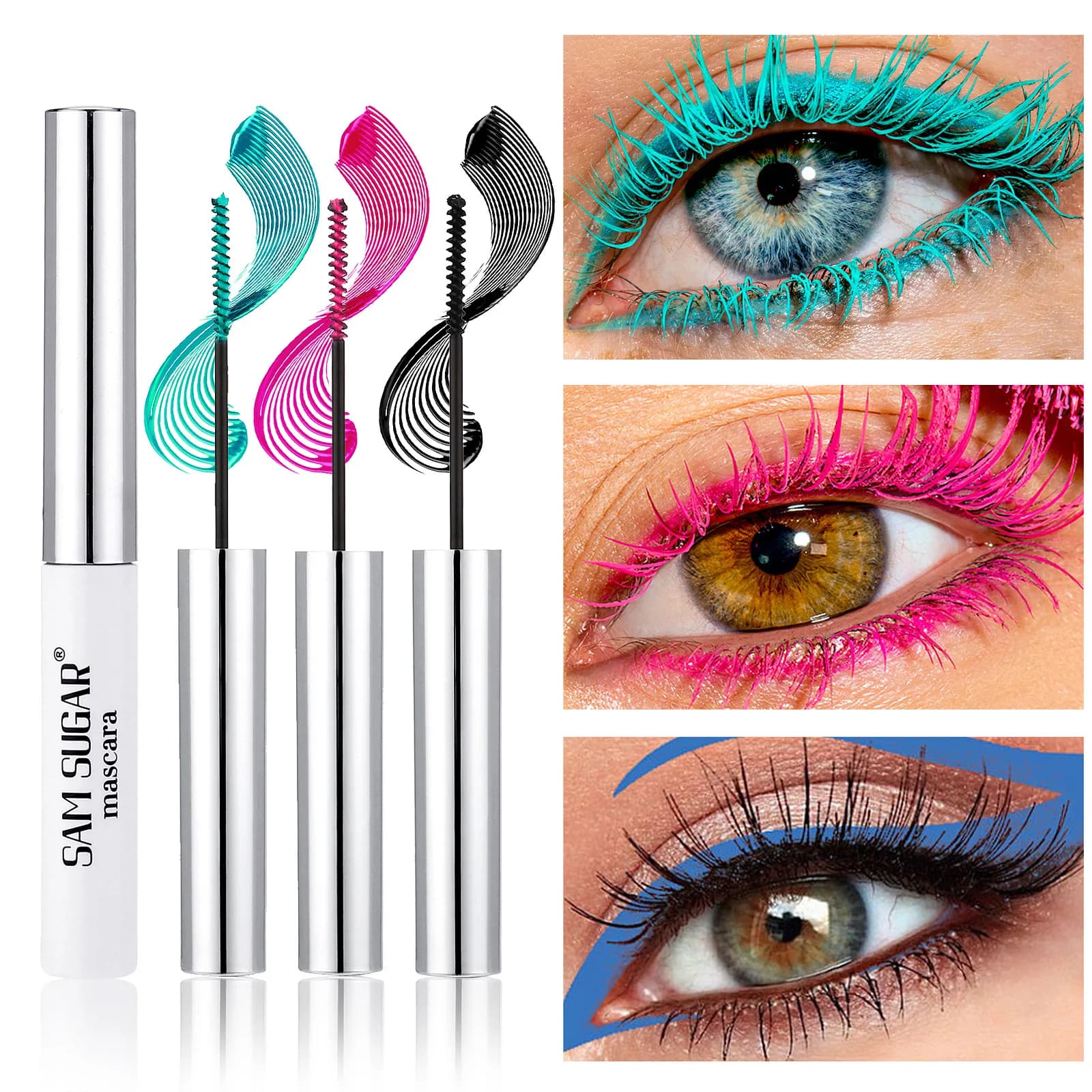 Mascara à friser coloré, brosse Fine, allonge les cils, épais, imperméable, bleu, naturel, vert, maquillage pour les yeux d'halloween