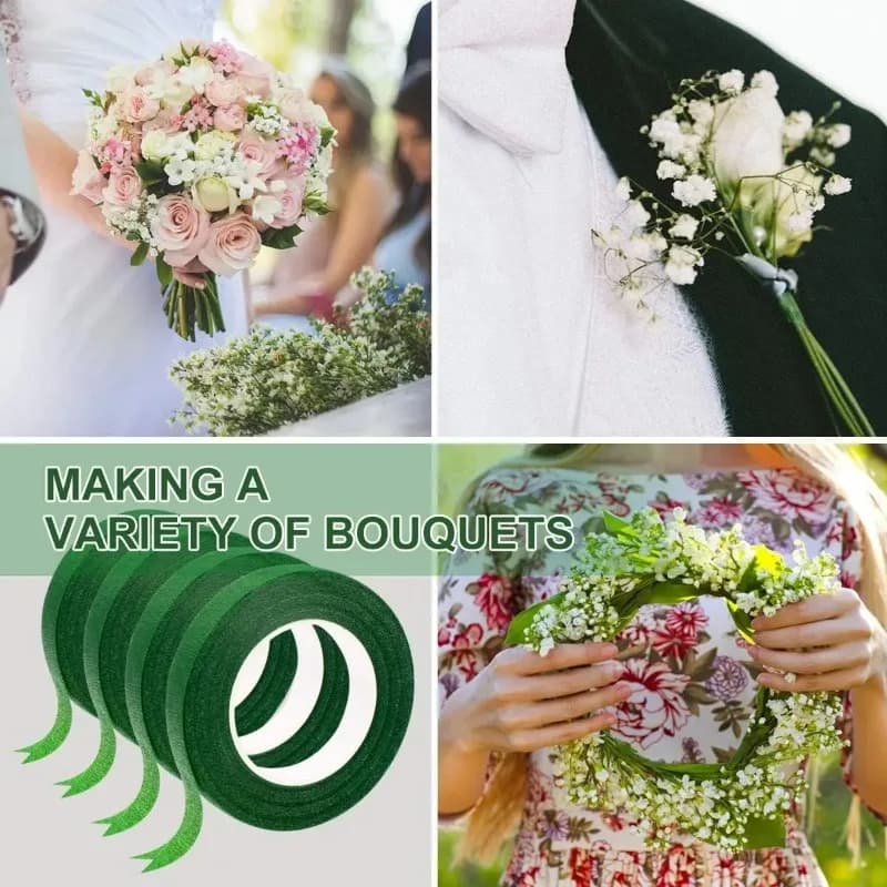 10/1 rouleaux de rubans floraux pour Bouquet vert, papier d'emballage auto-adhésif pour étamines, décor de fleurs pour bricolage, accessoires de fête de mariage pour fleuriste