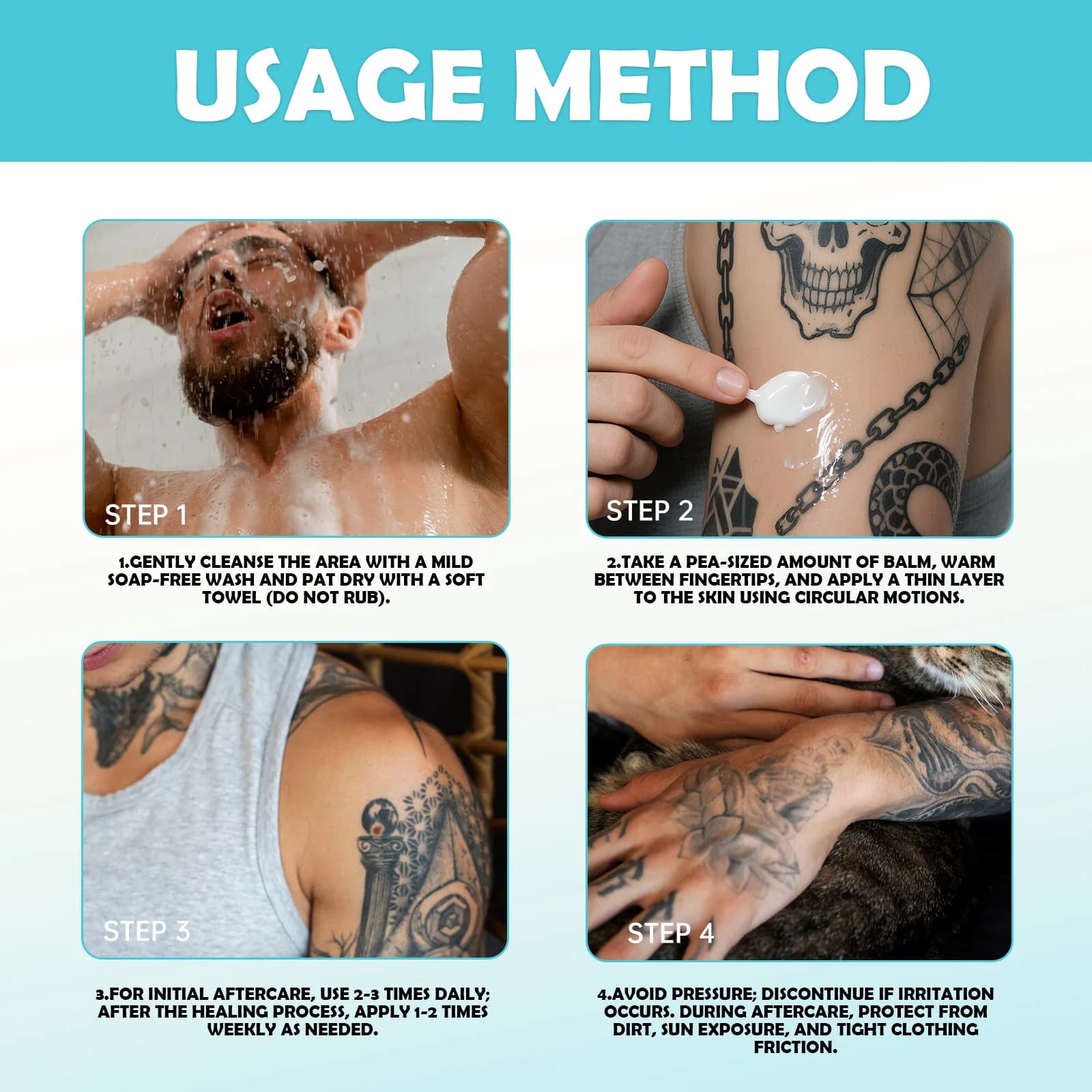 Baume cicatrisant pour tatouages à la Centella et à la noix de coco - Crème post-tatouage qui prévient la décoloration