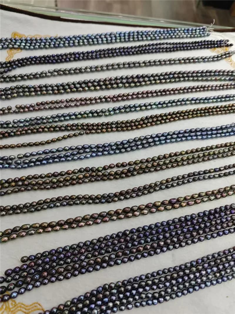 Nouveau Gros différentes tailles naturel culture noir perle d'eau douce grain de riz forme bricolage perles en vrac
