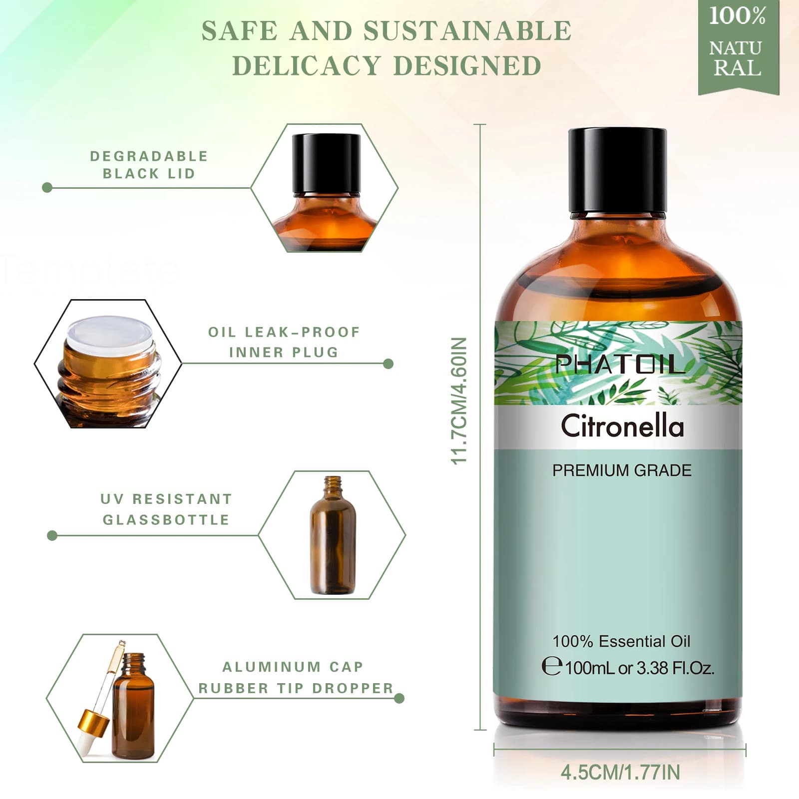 Diffuseur d'huile essentielle de citronnelle, 100ml, lavande naturelle Pure, Eucalyptus, vanille, menthe poivrée, basilic, arbre à thé, cravaux, huile aromatique