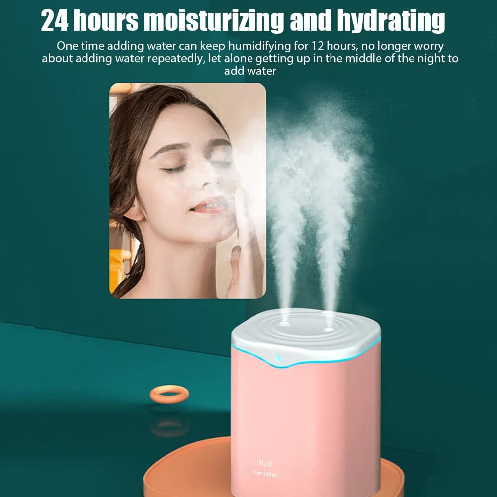 Humidificateur à double pulvérisation de grande capacité 2L, USB, diffuseur d'arôme de bureau et de maison, purificateur de brume, huile essentielle, humidificateur d'air